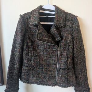 Ann Taylor Tweed Blazer With Fringe Size 4